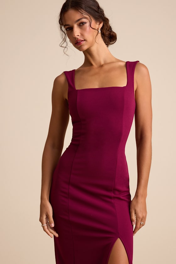 Inspiring Allure Black Square Neck Column Maxi Dress