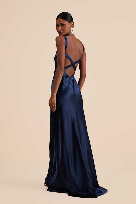 Perfectly Classy Emerald Green Satin Strappy Maxi Dress