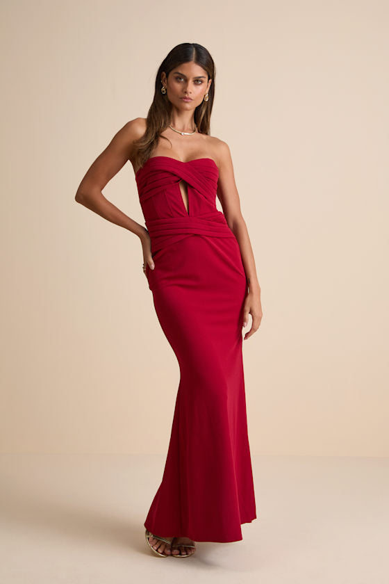 Elegant Finesse Light Blue Pleated Cutout Maxi Dress