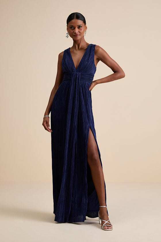 Melitta Olive Green Plisse Sash Maxi Dress