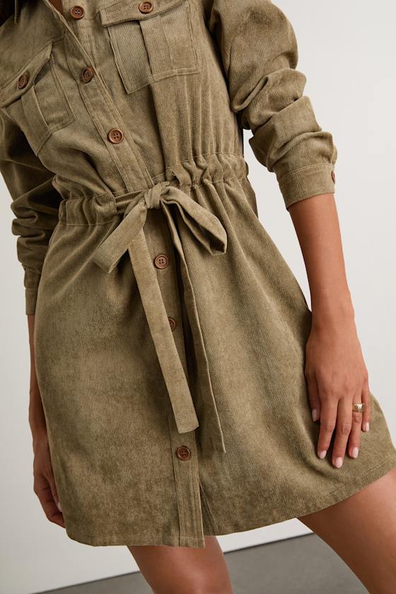 Simple Affection Black Corduroy Mini Dress With Pockets