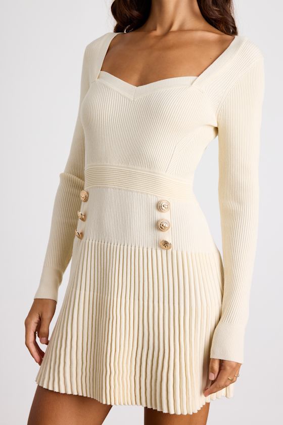 Chicest Crush Black Ribbed Long Sleeve Mini Sweater Dress