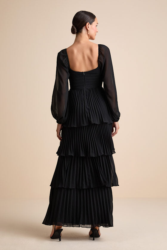 Impactful Elegance Purple Tiered Balloon Sleeve Maxi Dress