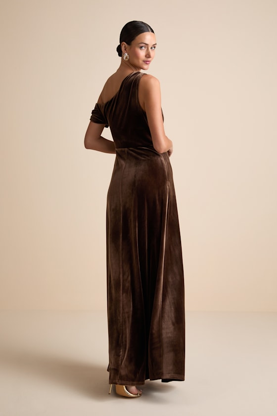 Coveted Confidence Black Velvet Asymmetrical Maxi Dress