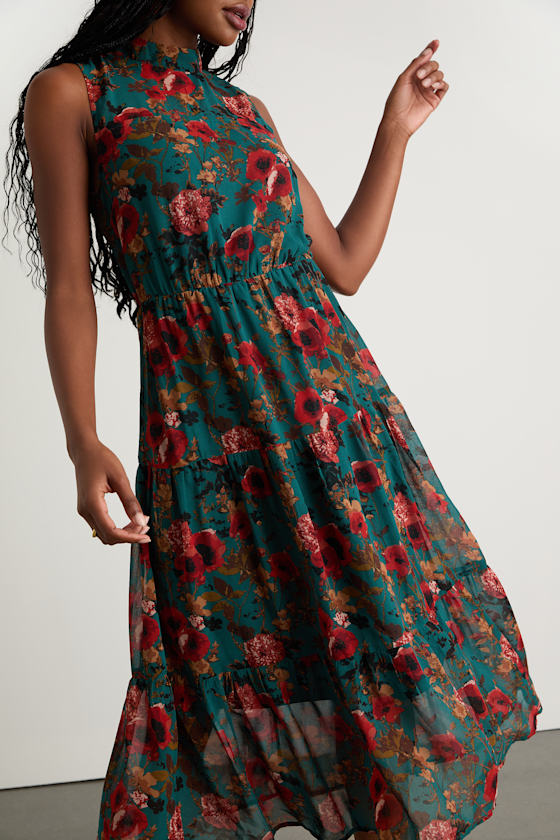 In My Dreams Blue Floral Print Midi Dress