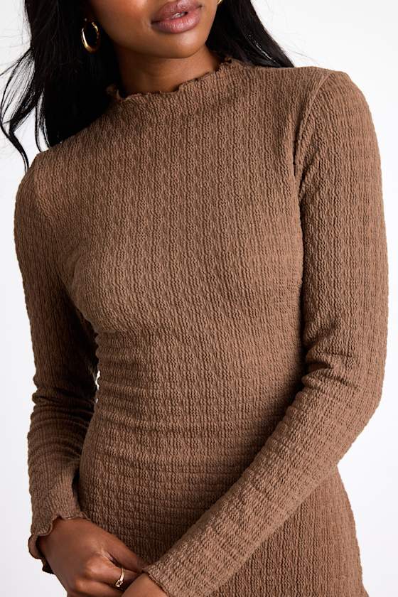 Flattering Forecast Black Textured Long Sleeve Mini Dress