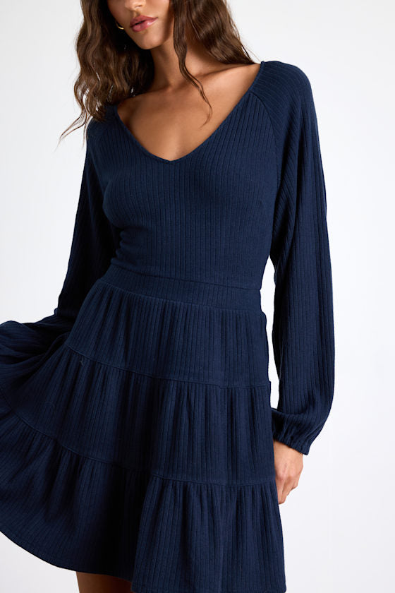 Adorable Option Heather Beige Long Sleeve Mini Sweater Dress