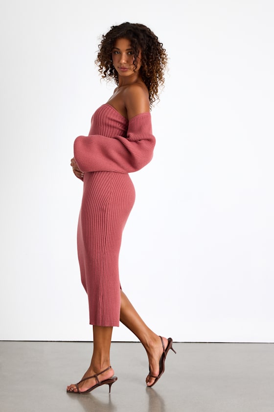 Autumn Aura Olive Green Ribbed Two-Piece Sweater Dress