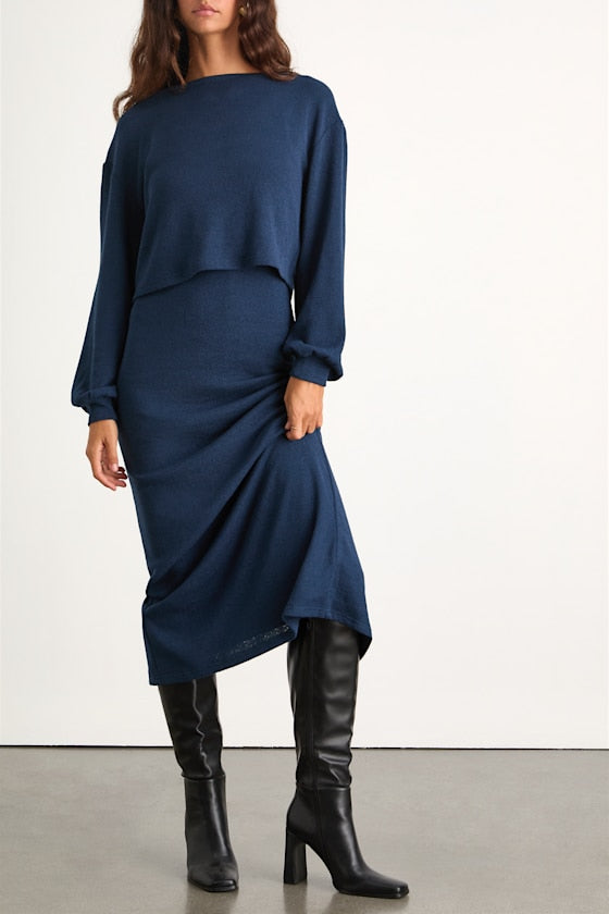 Marvelous Match Ivory Knit Two-Piece Midi Dress & Sweater Set