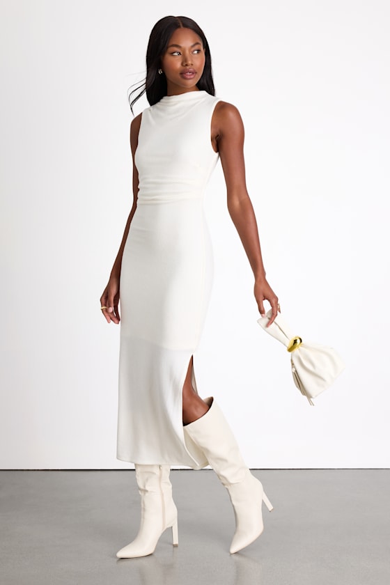 Zephine Black Sleeveless Sweater Midi Dress