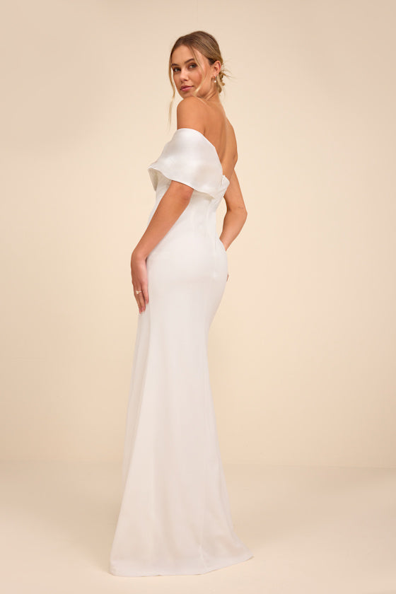 Beaumont White Asymmetrical Mermaid Maxi Dress