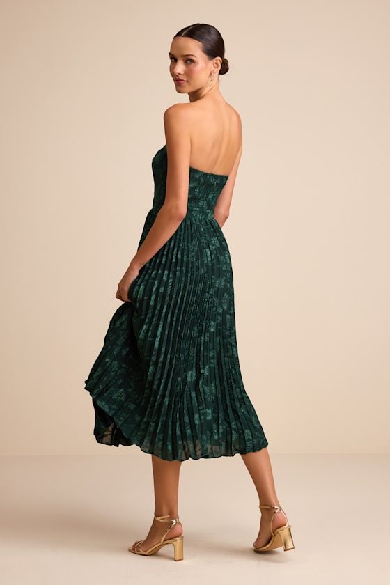 Perfectly Stunning Ivory Jacquard Strapless Midi Dress