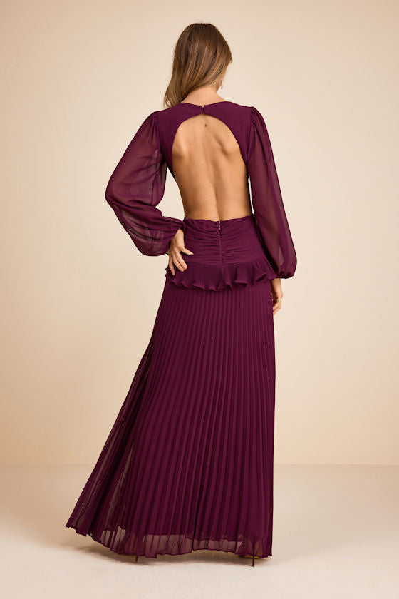 Chaelyn Black Floral Long Sleeve Cutout Maxi Dress