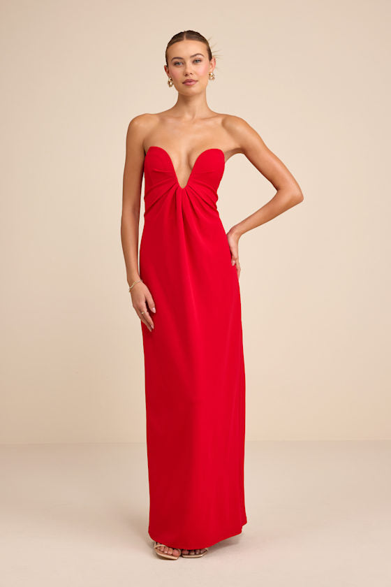 Thula Dark Olive Cutout U-Bar Column Maxi Dress
