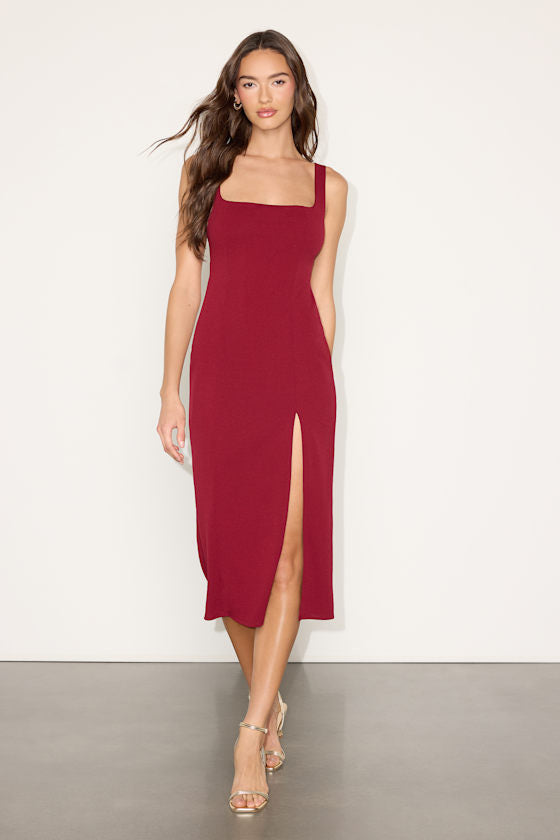 Davana Dark Brown Cutout Midi Dress