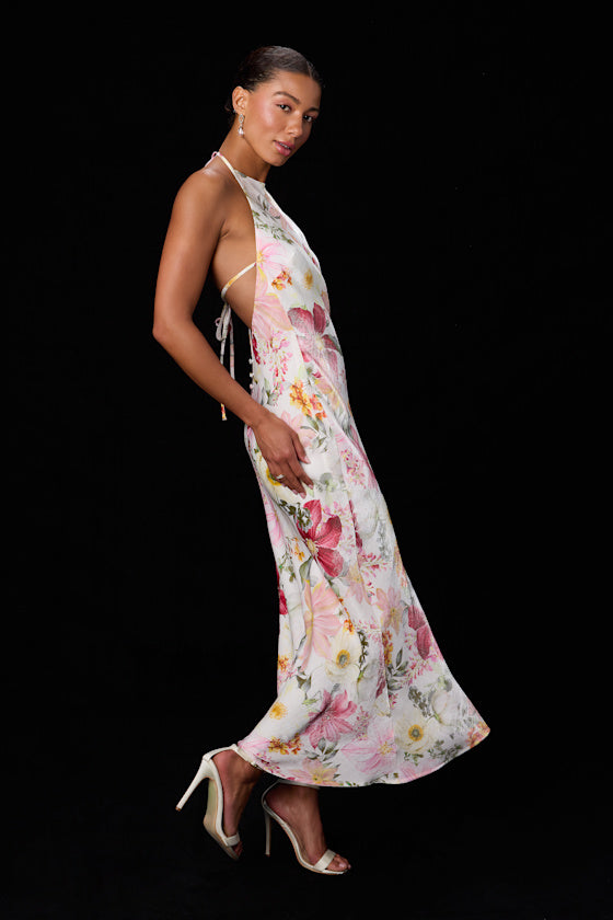 Sidney Blush Multi Floral Halter Maxi Dress
