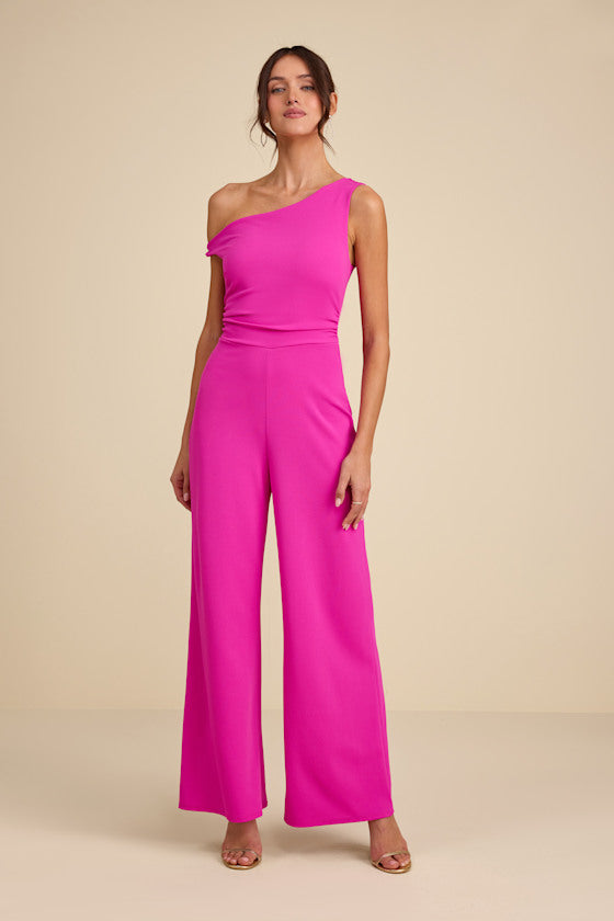 Lawny Black Twisted One-Shoulder Jumpsuit