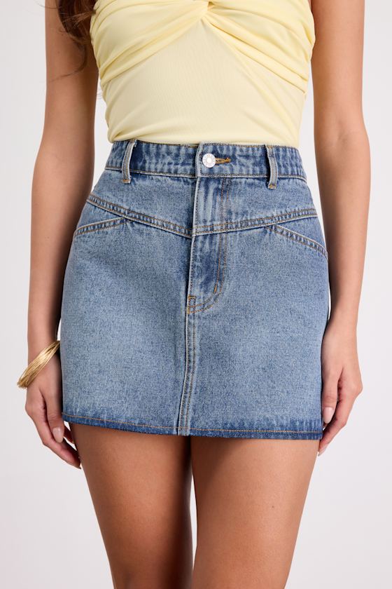 Alaire Ivory Denim High-Rise Mini Skirt