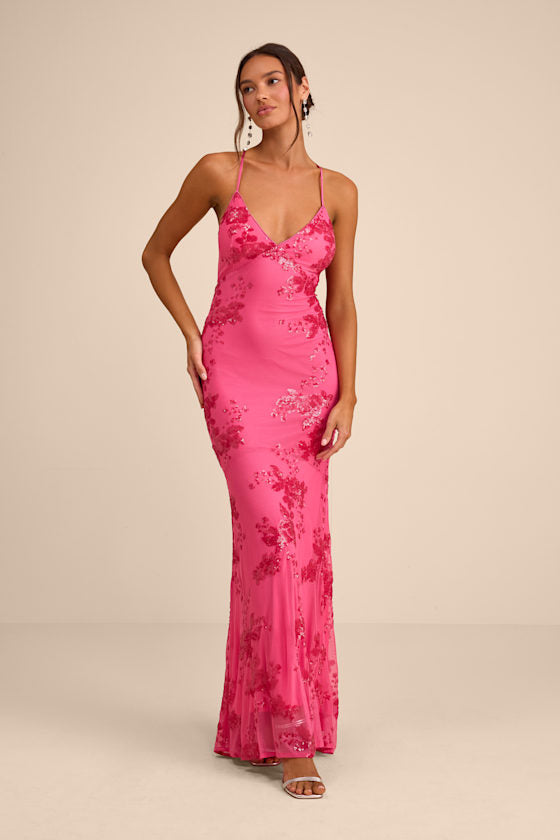 Valhalla Navy Blue Sequin Lace-Up Maxi Dress