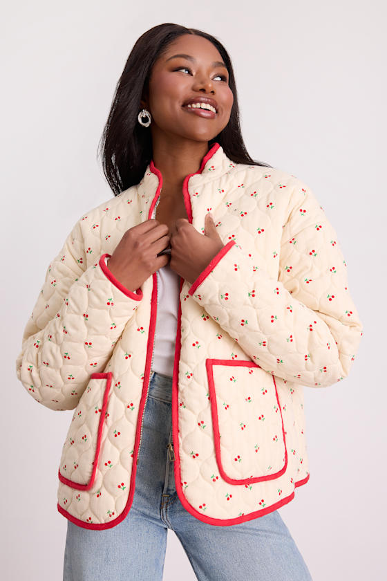 Bundled Perfection Burgundy Floral Quilted Puffer Jacket