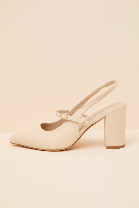 Mattera Black Pointed-Toe Slingback Pumps