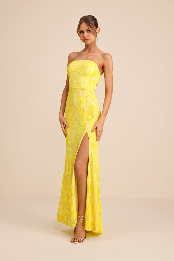 Shimmering Icon Lavender Sequin Lace-Up Strapless Maxi Dress