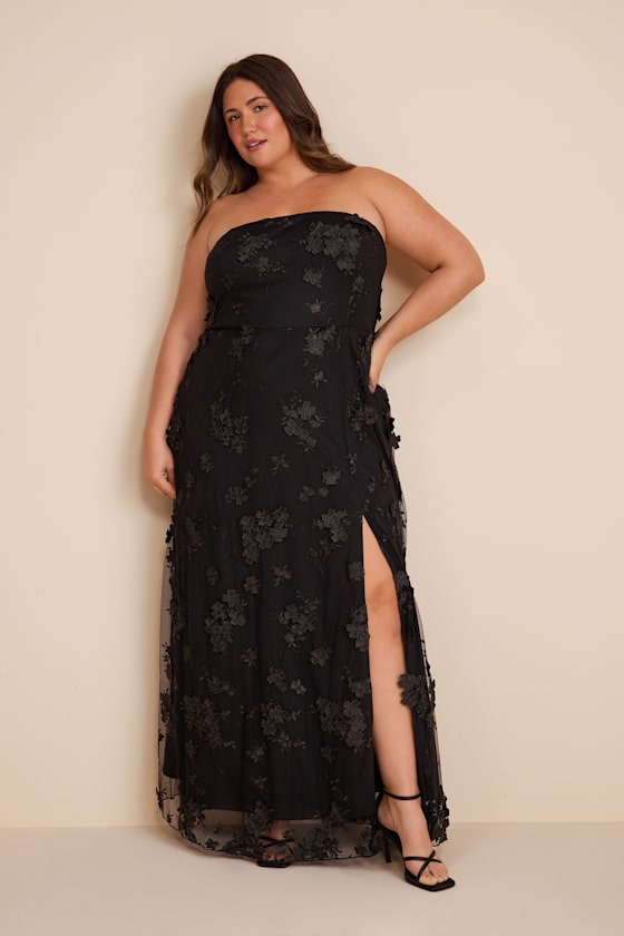 Rare Presence Powder Blue 3D Floral Embroidered Maxi Dress