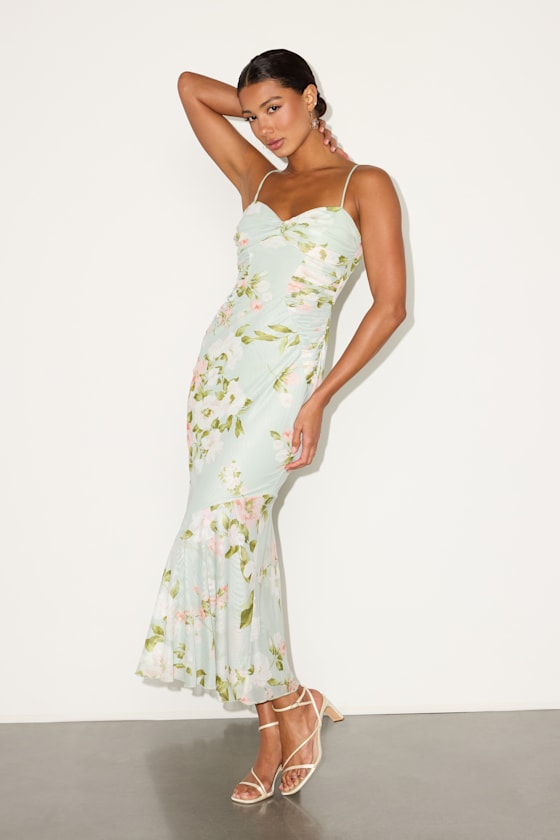 Giorgina Emerald Green Gathered Trumpet Midi Dress