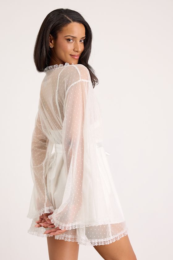 Ambrosia Ivory Sheer Mesh Short Robe