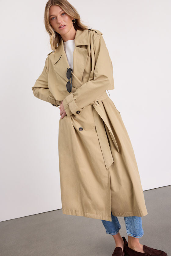 Adams Beige Belted Trench Coat
