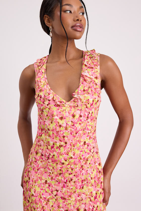 Renea White Ruffled Sleeveless Midi Dress