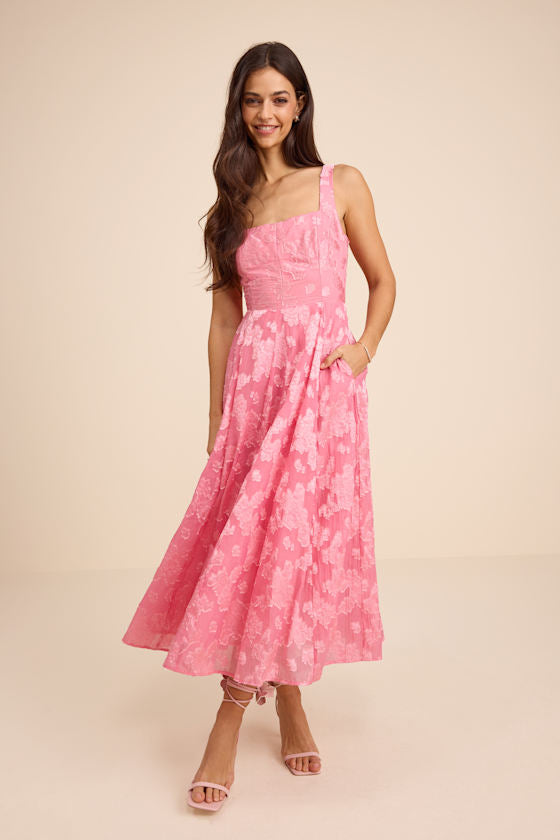 Loira Mint Burnout Jacquard Lace-Up Midi Dress