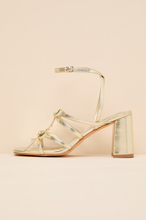 Jennie Cream Strappy Bow High Heel Sandals