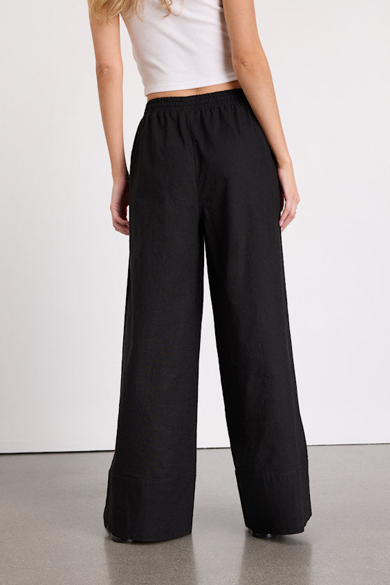 Brisa Light Blue Striped Cuffed Wide-Leg Pants