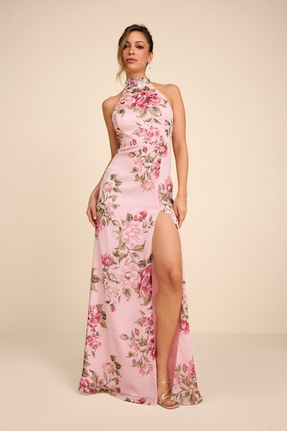 Captured Your Heart Dark Purple Halter Maxi Dress