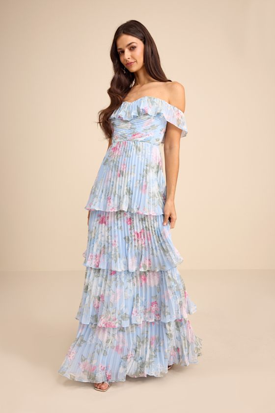 Always Remarkable Black Pleated Off-the-Shoulder Maxi Dress