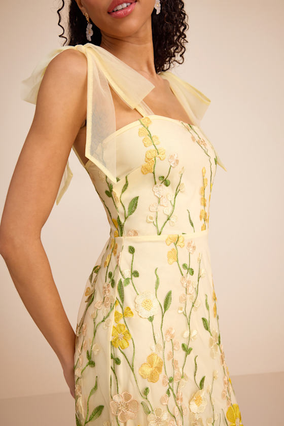 Thriving Poise Blush 3D Floral Embroidered Tie-Strap Maxi Dress