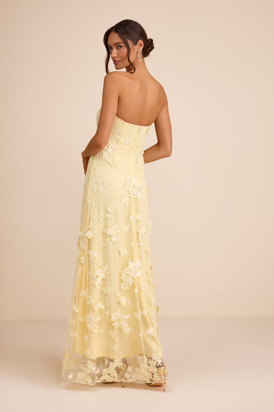 Rare Presence Powder Blue 3D Floral Embroidered Maxi Dress