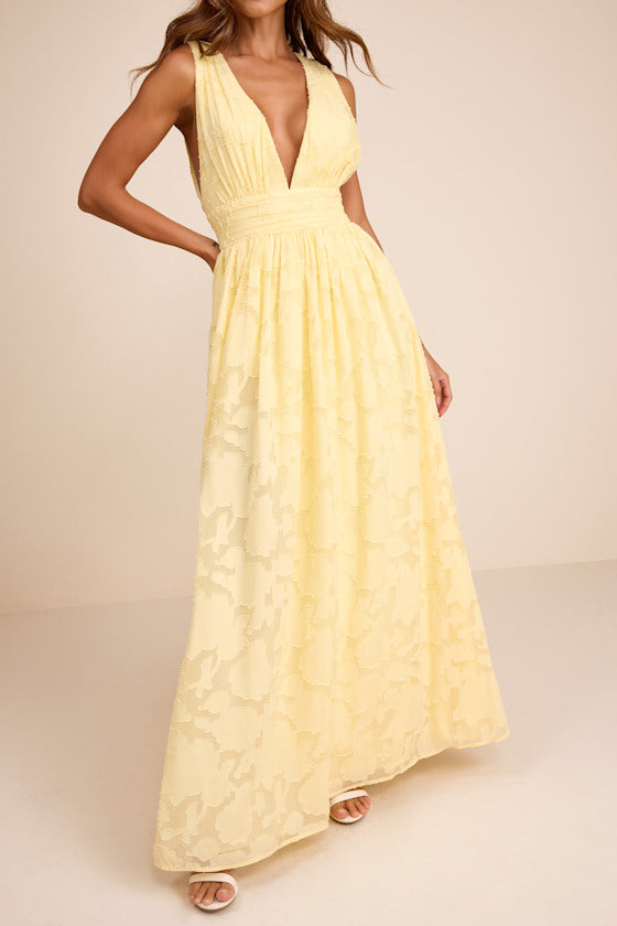 Sweet Sophistication Green Burnout Floral Maxi Dress