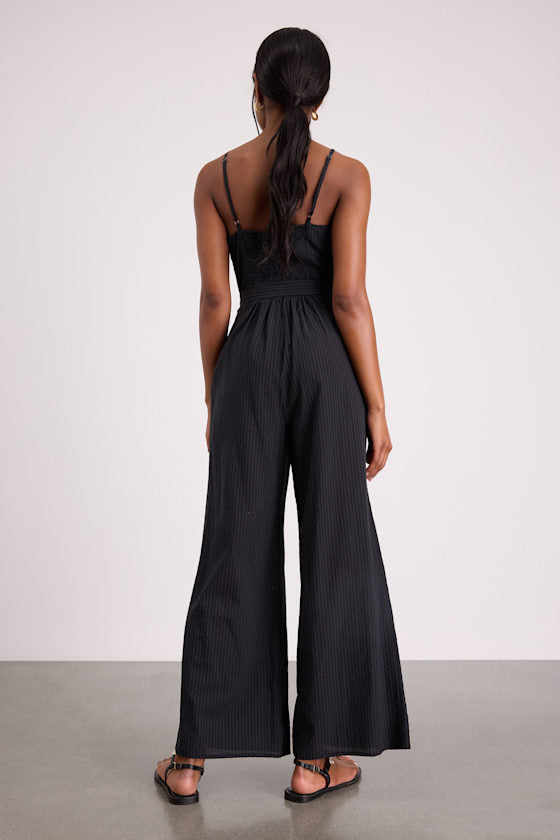 Messina Blue Striped Wide-Leg Jumpsuit