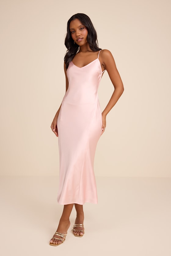Val Sage Satin Backless Midi Dress