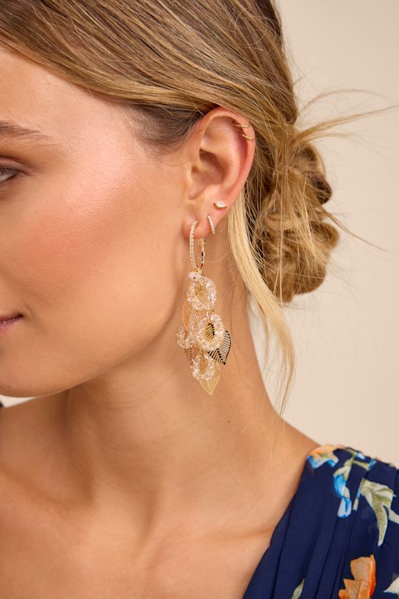 Ellies Gold Leaf Statement Earrings