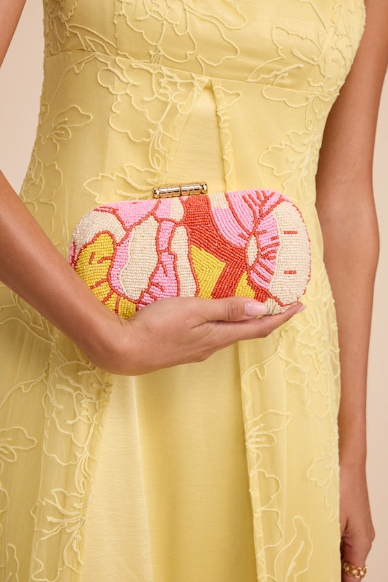 Madden Pink Multi Beaded Crossbody Clutch
