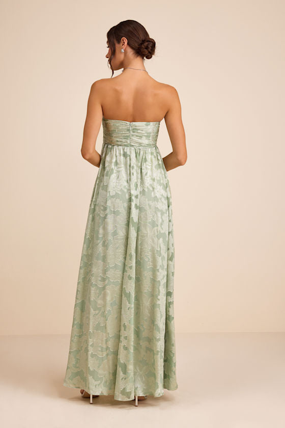 Danalia Navy Floral Burnout Strapless Maxi Dress