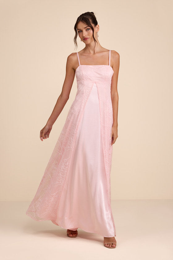 Mitzie Light Yellow Embroidered Maxi Dress