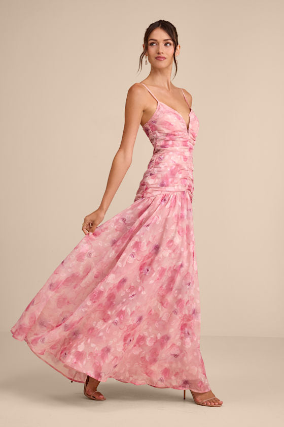 Payton Light Blue Floral Burnout Drop Waist Maxi Dress