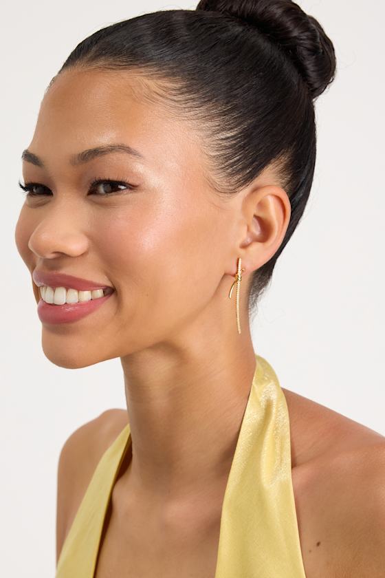 Susanna 14KT Gold Knotted Rhinestone Drop Earrings