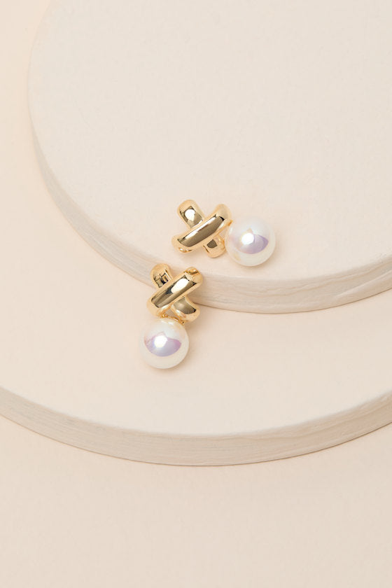 Arabeth 14KT Gold Pearl Stud Earrings