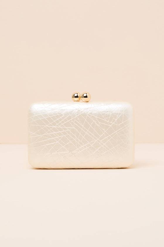 Adera Ivory Textured Crossbody Clutch