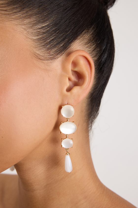 Ruiz White Beaded Drop Earrings